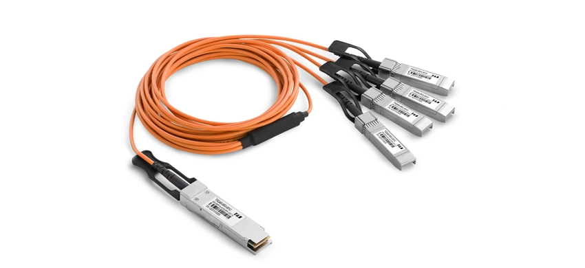 40G QSFP+ to 4x10GBASE SFP+ Active Optical Cable, Armored, Commercial-grade