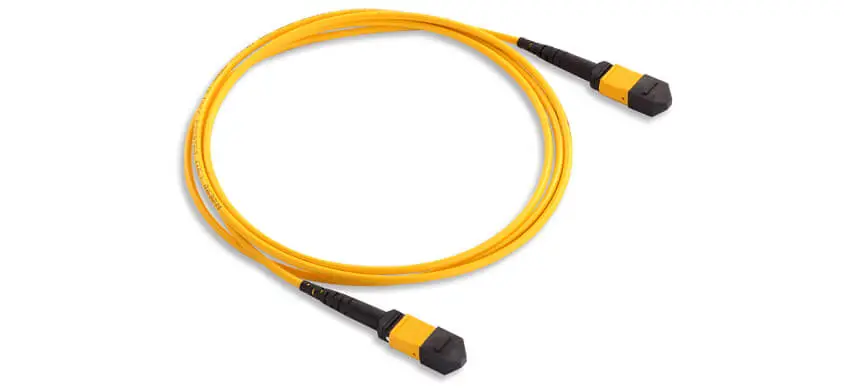 MTP Trunk Cable, 32F, MTP/APC/Male-MTP/APC/Female, G657A1 Single Mode, Riser (OFNR), 0.35dB max（ELITE), Type A, Yellow, flex boot, Patchcord