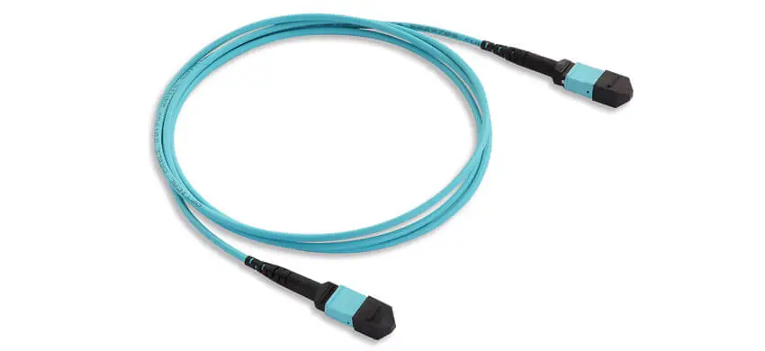 MTP Trunk Cable, 32F, MTP/APC/Male-MTP/APC/Female, OM3 Multimode,Riser (OFNR), 0.60dB max（STANDARD), Type A, Aqua, Patchcord