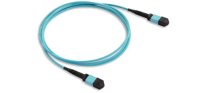 MTP Trunk Cable, 16F, MTP/APC/Male-MTP/APC/Female, OM3 Multimode, Plenum (OFNP), 0.60dB max（STANDARD), Type B, Aqua, Patchcord