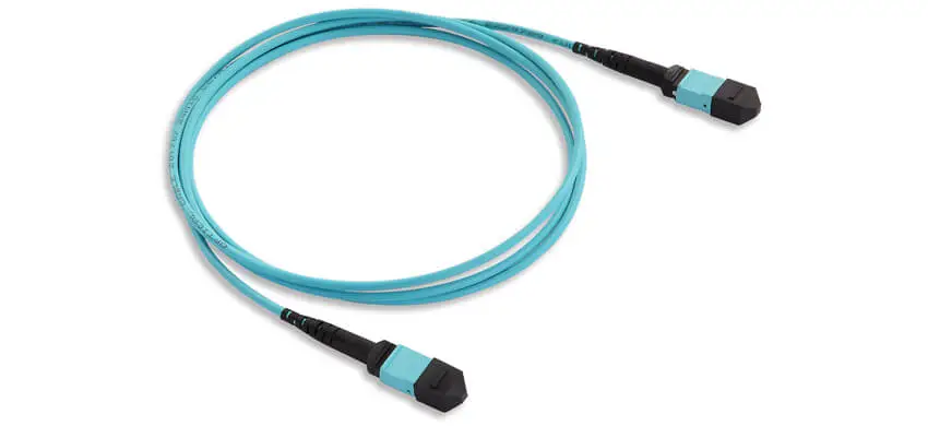 MTP Trunk Cable, 24F, MTP/PC/Male-MTP/PC/Female, OM3 Multimode, LSZH, 0.60dB max（STANDARD), Type C, Aqua, Patchcord