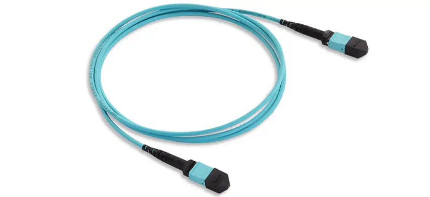 MTP Trunk Cable, 12F, MTP/PC/Male-MTP/PC/Female, OM3 Multimode, Riser (OFNR), 0.60dB max（STANDARD), Type A, Aqua, Patchcord