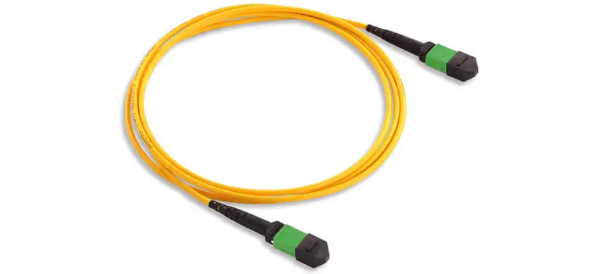 MTP Trunk Cable, 16F, MTP/APC/Male-MTP/APC/Female, G657A2 Single Mode, Plenum (OFNP), 0.75dB max（STANDARD), Type B, Green, Push-pull boot, Patchcord