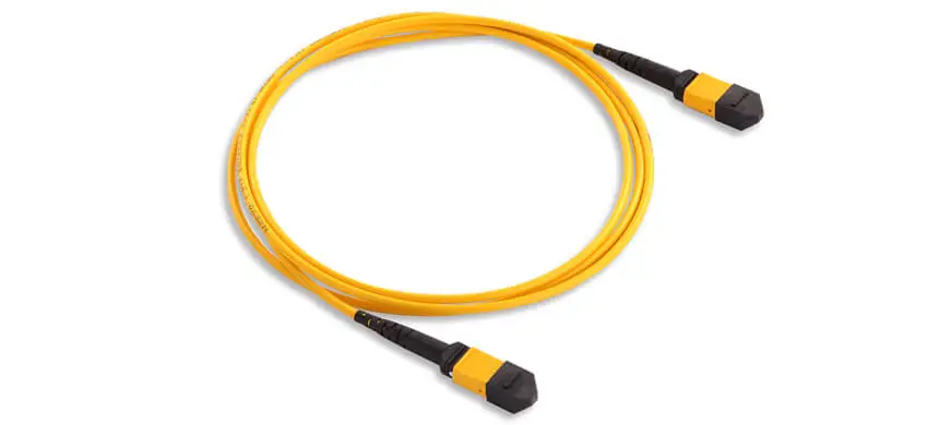 MTP Trunk Cable, 12F, MTP/APC/Male-MTP/APC/Female, G657A1 Single Mode, Riser (OFNR), 0.35dB max（ELITE), Type A, Yellow, flex boot, Patchcord