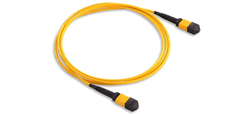 MTP Trunk Cable, 16F, MTP/APC/Male-MTP/APC/Female, G657A1 Single Mode, Plenum (OFNP), 0.35dB max（ELITE), Type B, Yellow, flex boot, Patchcord