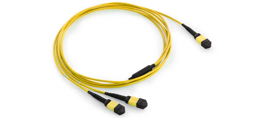 MPO/MTP Shuffle,8F, MTP/APC/F- 2x4F MTP/APC/F,  OS2 Single Mode, 3.0mm, Yellow (LSZH) 0.35dB
