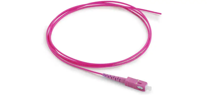 SC/UPC- Simplex OM4 MultimodeRiser (OFNR) 1.8mm Magenta Semi Tight Buffered Pigtail