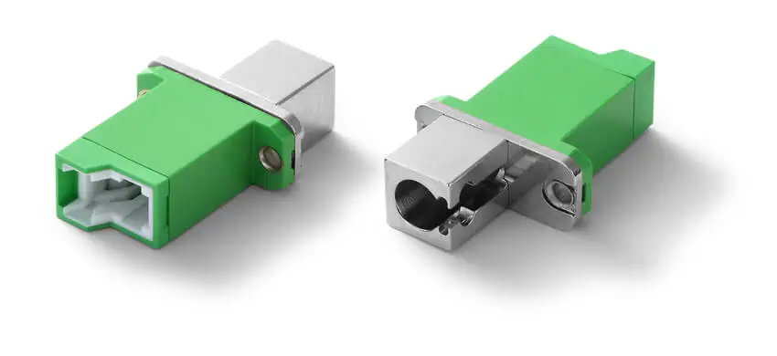 Adapter LC/APC to E2000/APC Hybrid, 9/125, Female to Female, Simplex, Plastic & Metal housing