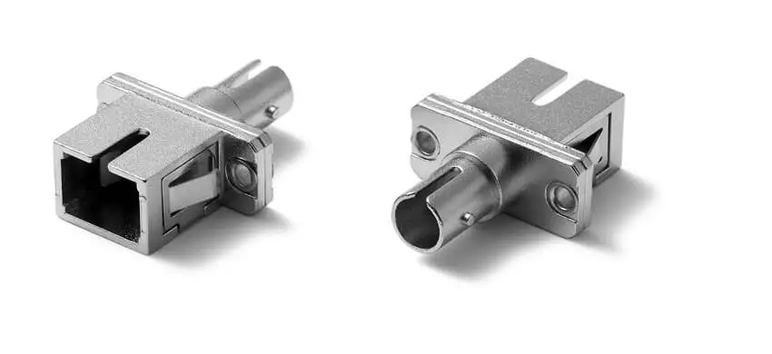 Adapter SC/UPC to ST/UPC Hybrid, 9/125, Female to Female, Simplex, Metal housing