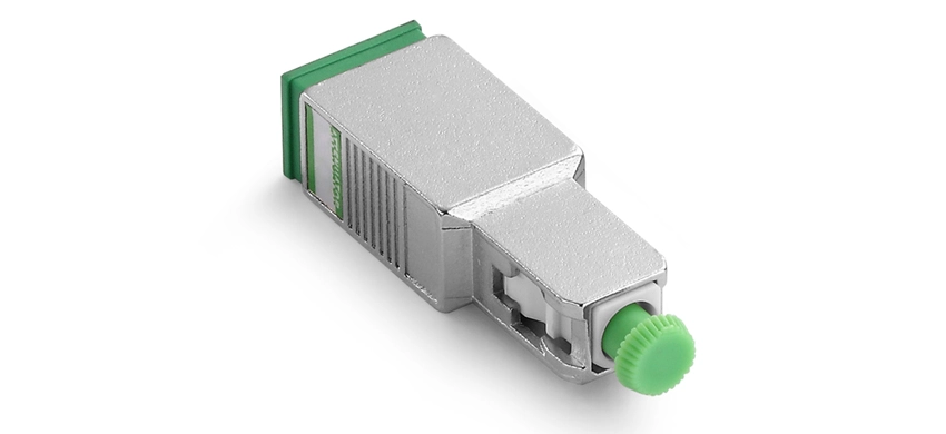 SC/APC Male to Female In-Line Attenuator - 9/125µm Singlemode OS2 -  Fixed/1-25dB, Metal Housing