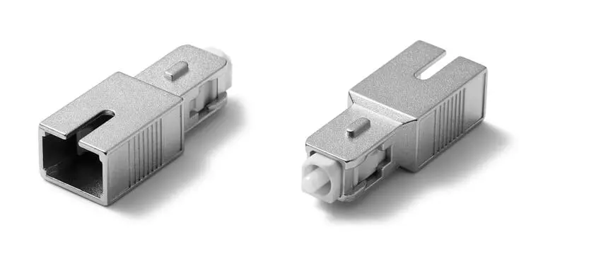 Adapter SC to SC Hybrid, 9/125, Female to male, Simplex, Metal housing
