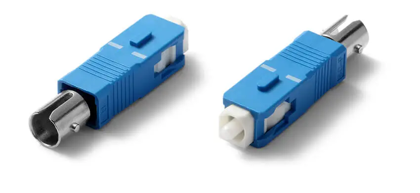 Adapter SC/UPC to ST/UPC Hybrid, Male to Female, Simplex, Plastic & Metal housing