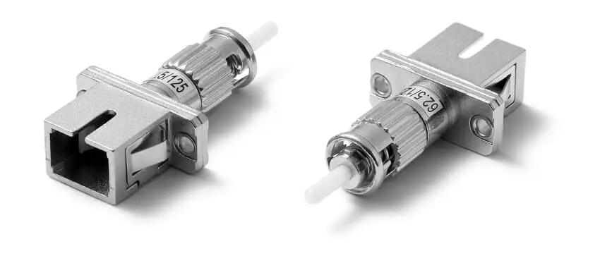 Adapter SC/UPC to ST/UPC Hybrid, Female to Male, Simplex, Metal housing