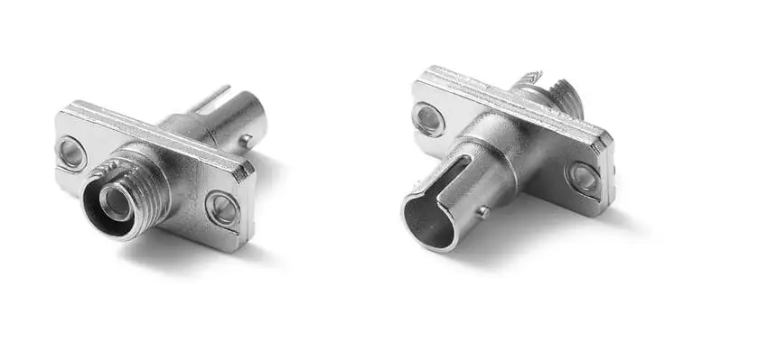 Adapter FC/UPC to ST/UPC Hybrid, 9/125, Female to Female, Simplex, Metal housing with flange