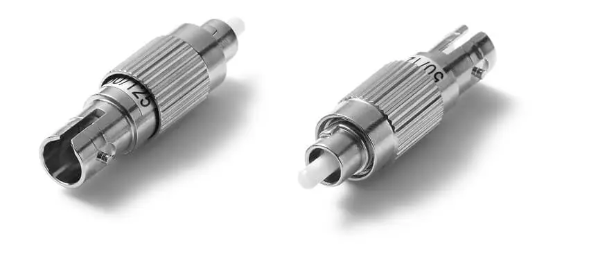 Adapter FC/UPC to ST/UPC Hybrid, Male to Female, Simplex, Metal housing