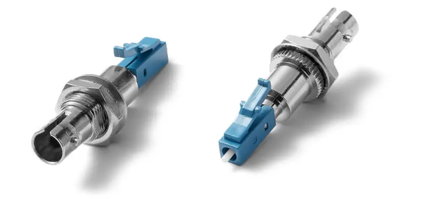 Adapter LC/UPC to ST/UPC Hybrid, Male to Female, Simplex, Plastic & Metal housing