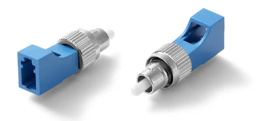 Adapter LC/UPC to FC/UPC Hybrid, Female to Male, Simplex, Plastic & Metal housing