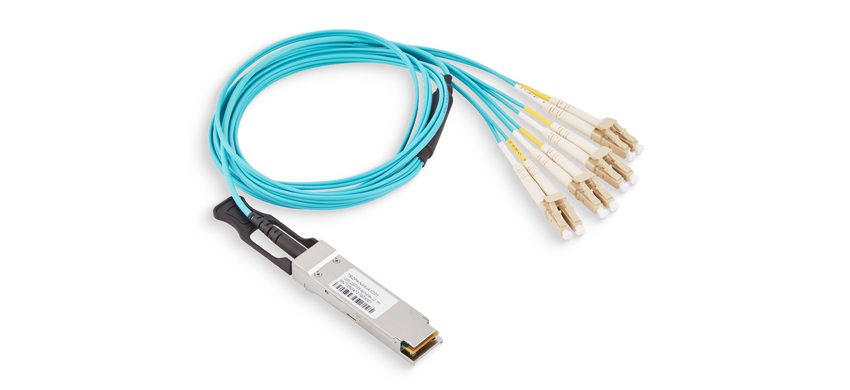 100G QSFP28 to 4 Duplex LC Active Optical Cable, Armored, Commercial-grade