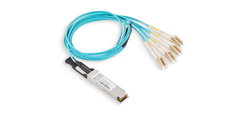 40G QSFP+ to 4 Duplex LC Active Optical Cable, Armored, Commercial-grade