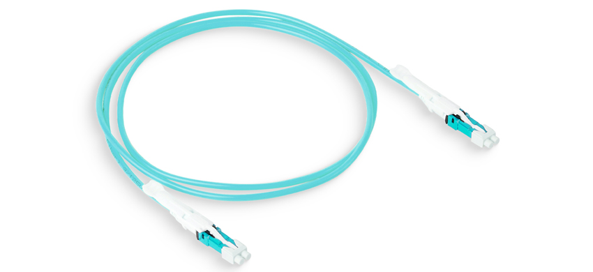 Fiber optic patchcord, CS/PC-CS/PC, Duplex 2F, OM3 Multimode Riser (OFNR), 3.0mm Tight Buffered, Polarity A-A, VSFF Assemblies