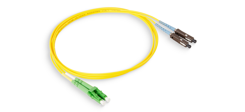 LC/APC-MU/PC Duplex  A-B G657B3 Single ModeRiser (OFNR) 1.2mm Yellow Loose Buffered Patchcord