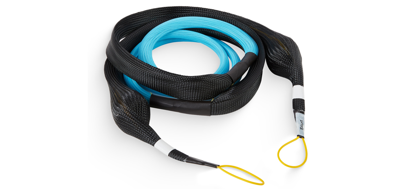 MPO Bundle Cable, 8F*24, MPO/PC/Female-MPO/PC/Female, OM3 Multimode, LSZH, 0.6dB max (MM STD.), Type C, Aqua housing, Expando, Both side pulling eye