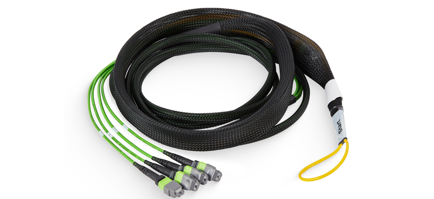 MTP Bundle Cable, 12F*4, MTP Pro/PC/Female-MTP Pro/PC/Female OM5 Mulitmode OFNP 0.35dB max (MM ELITE.) Type B Lime Green Expando B side pulling eye