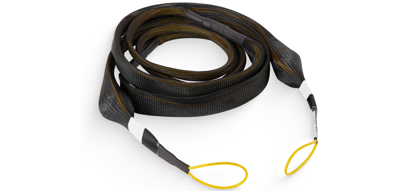 MTP Bundle Cable, 12F*8, MTP/APC/Female-MTP/APC/Female, G657A1 Single Mode, Riser (OFNR), 0.35dB max (ELITE), Type A, Yellow housing, Expando, Both side pulling eye