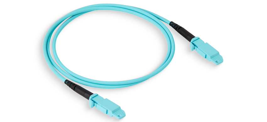 MXC-Plug to MXC- Plug Patchcord, 16-fiber, OM3, 3.0mm Aqua LSZH cable