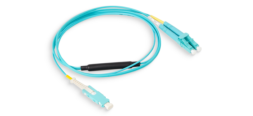 SN/PC-LC/PC Duplex  A-B OM4 Multimode OFNP 1.6mm Aqua Tight Buffered Patchcord