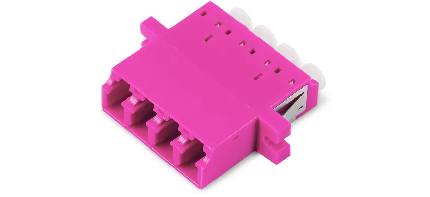 Adapter LC Quad, magenta housing, white internal shutter, with flange, SC footprint